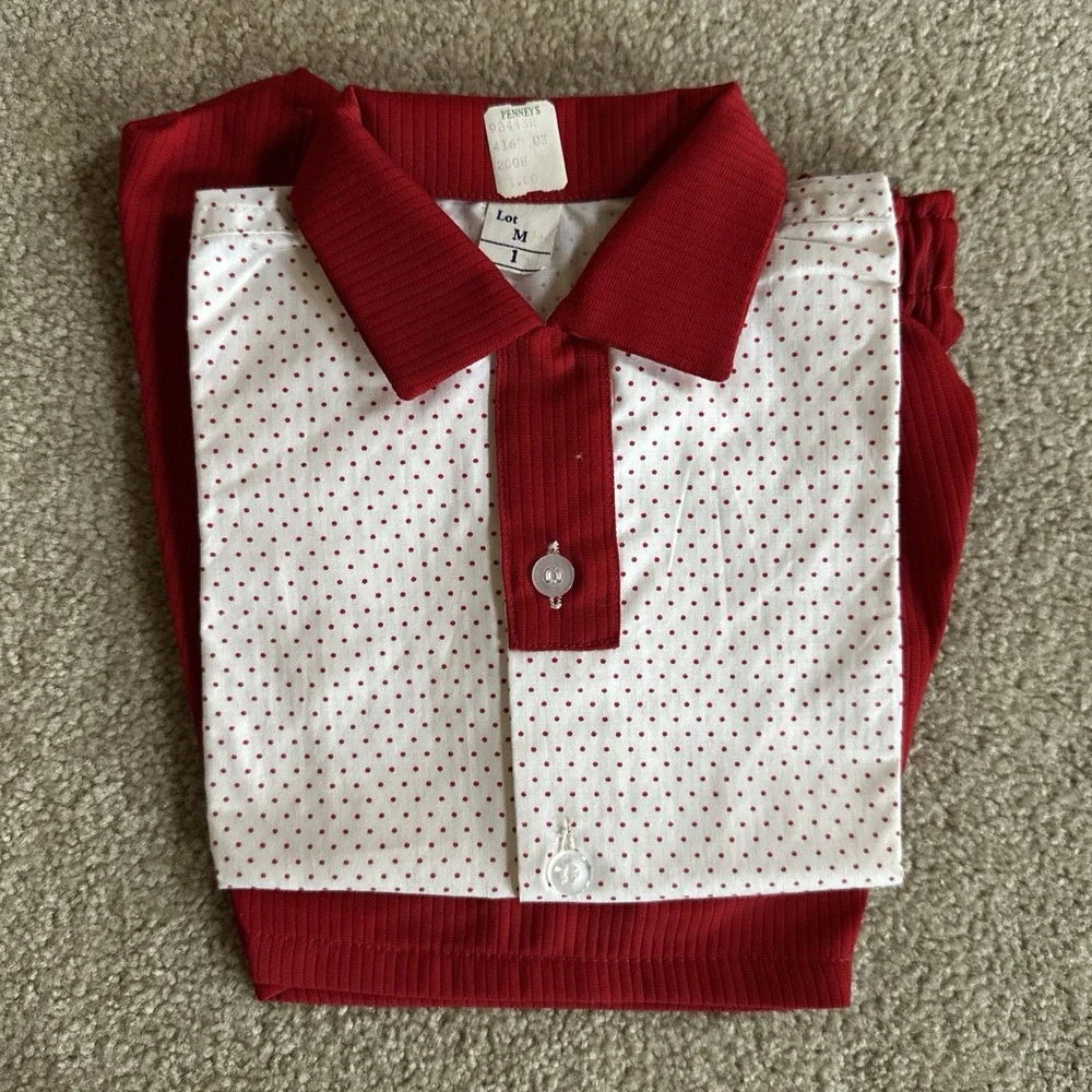 Boys Christmas 1T Short Set 12 Months NOS JCPenney Red & White Shorts Suspenders